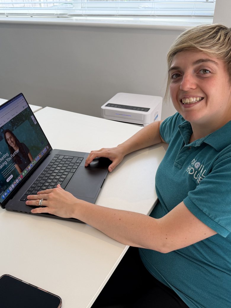 Sarah Ford, Head of Digital Marketing at Digital House, working on a client website